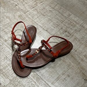 Brown and Red Women's Sandals